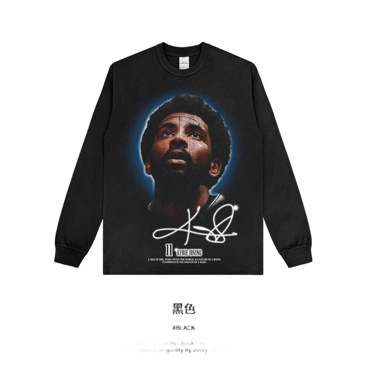 Kyrie Irving Black Cotton Long Sleeve T-Shirt | 11 Logo