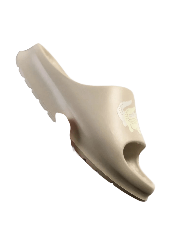 Lacoste Beige Rubber Slip-On Unisex Open-Toe Sandals