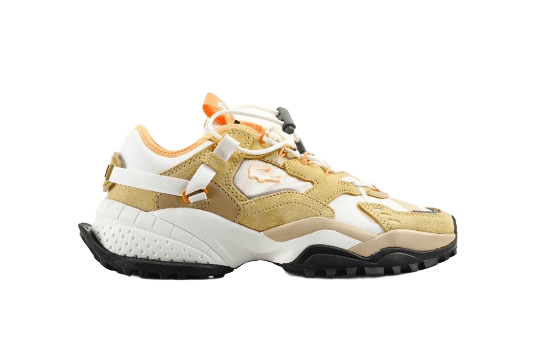 Lacoste Beige White Mesh Suede Casual Cushion Sneakers