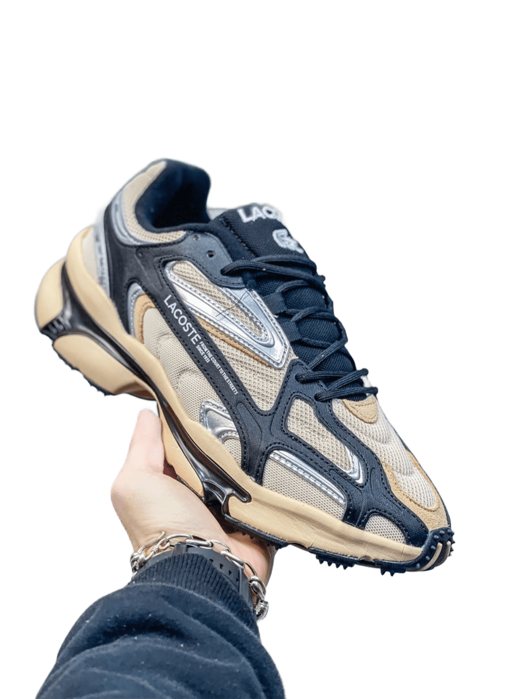 Lacoste Black Brown Silver Cushioned Sport Shoes