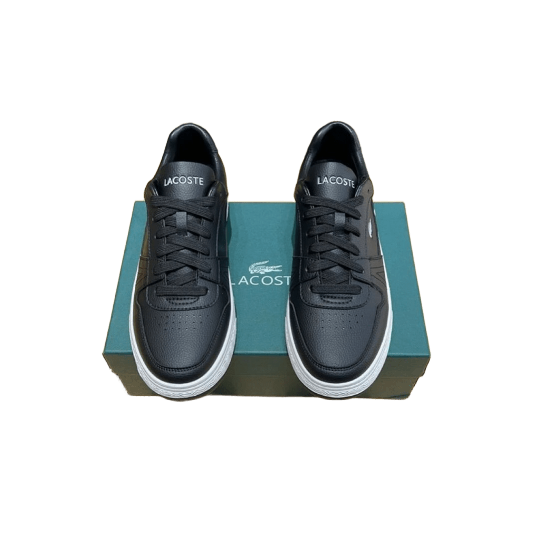 Lacoste Black Leather Lace-Up Casual Shoes Low Top Breathable Unisex