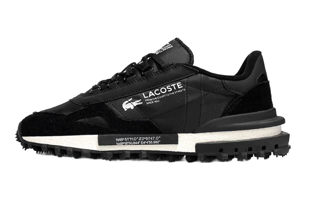 Lacoste Black Nylon Suede Rubber Sole Casual Sneakers