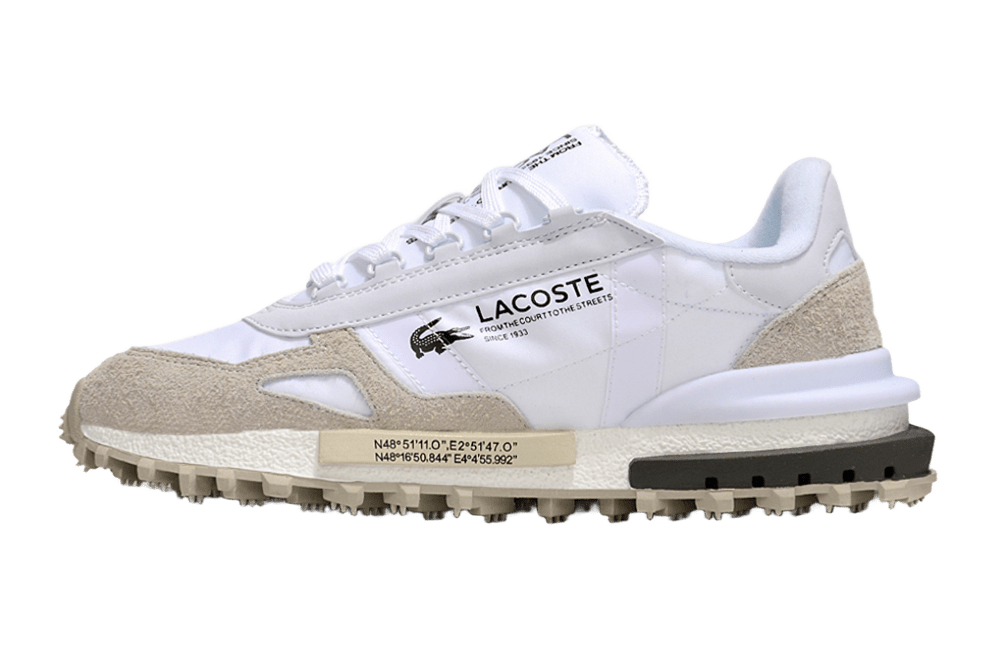 Lacoste Retro White Grey Mesh Suede Platform Sneakers Unisex