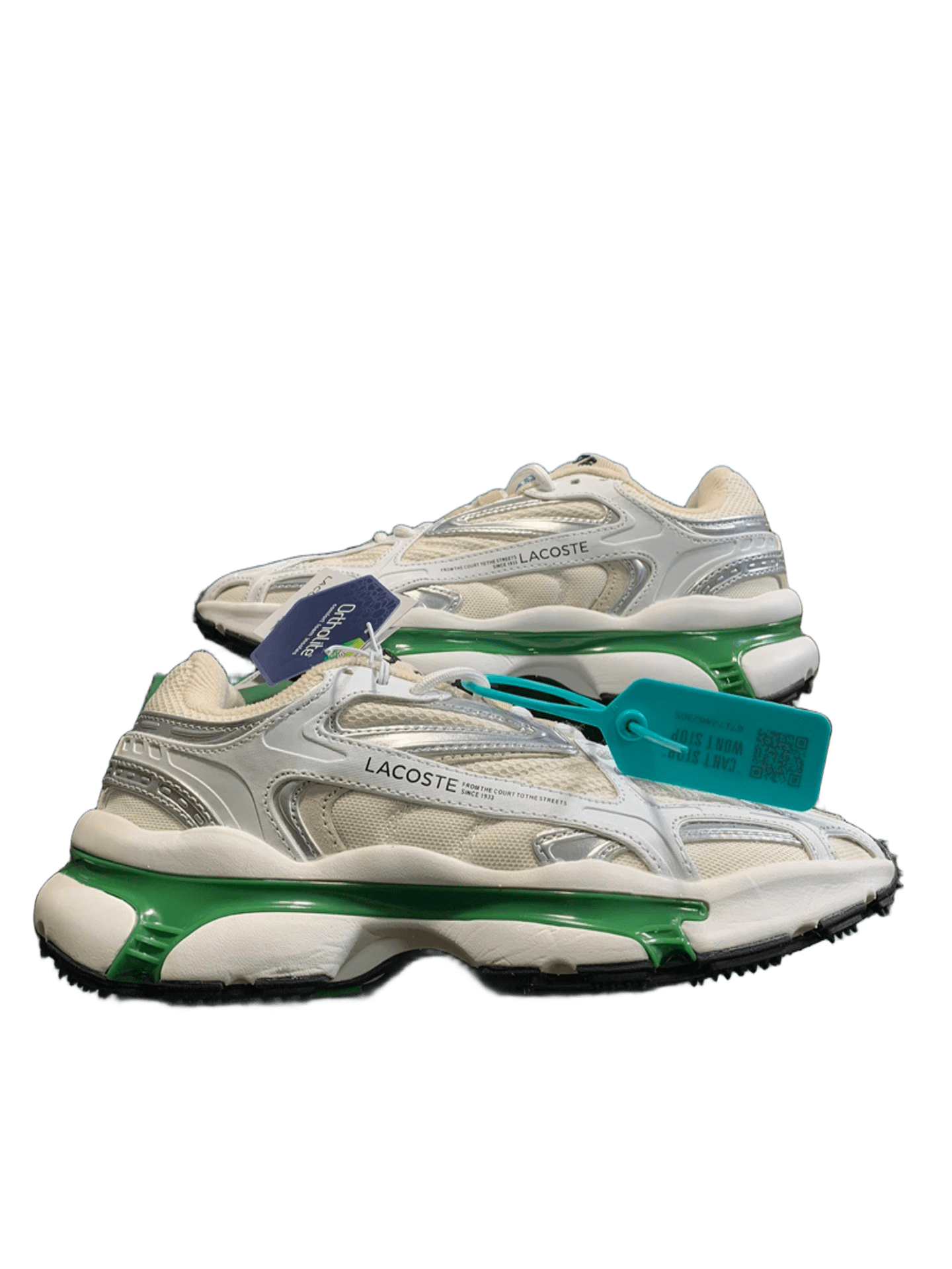 Lacoste White Green Breathable Mesh Cushioned Casual Sports Shoes