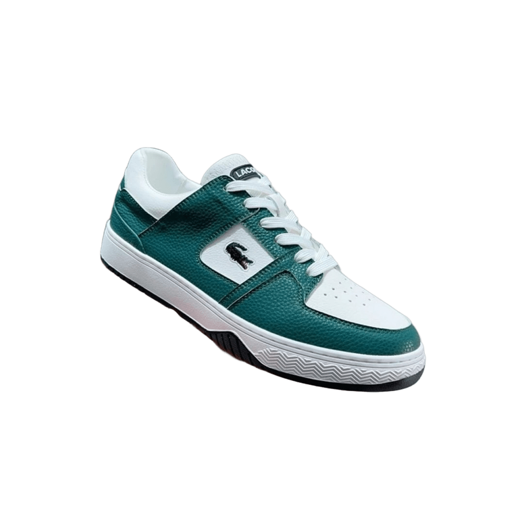 Lacoste White Green Leather Low Top Casual Sneakers