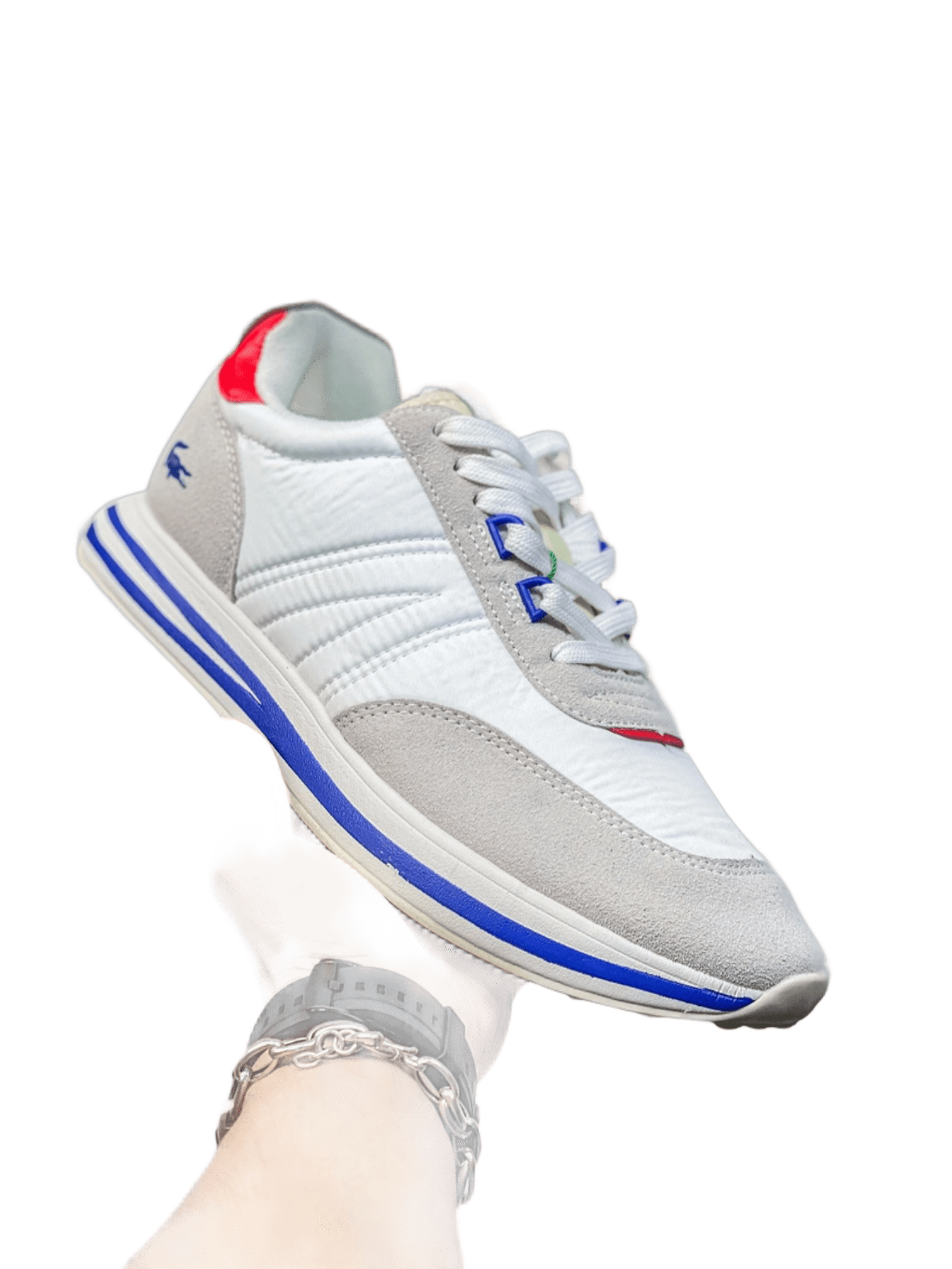 Lacoste White Grey Blue Red Sport Shoes Classic Crocodile Logo