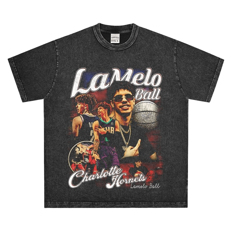 LaMelo Ball Vintage Washed Black Basketball Tee