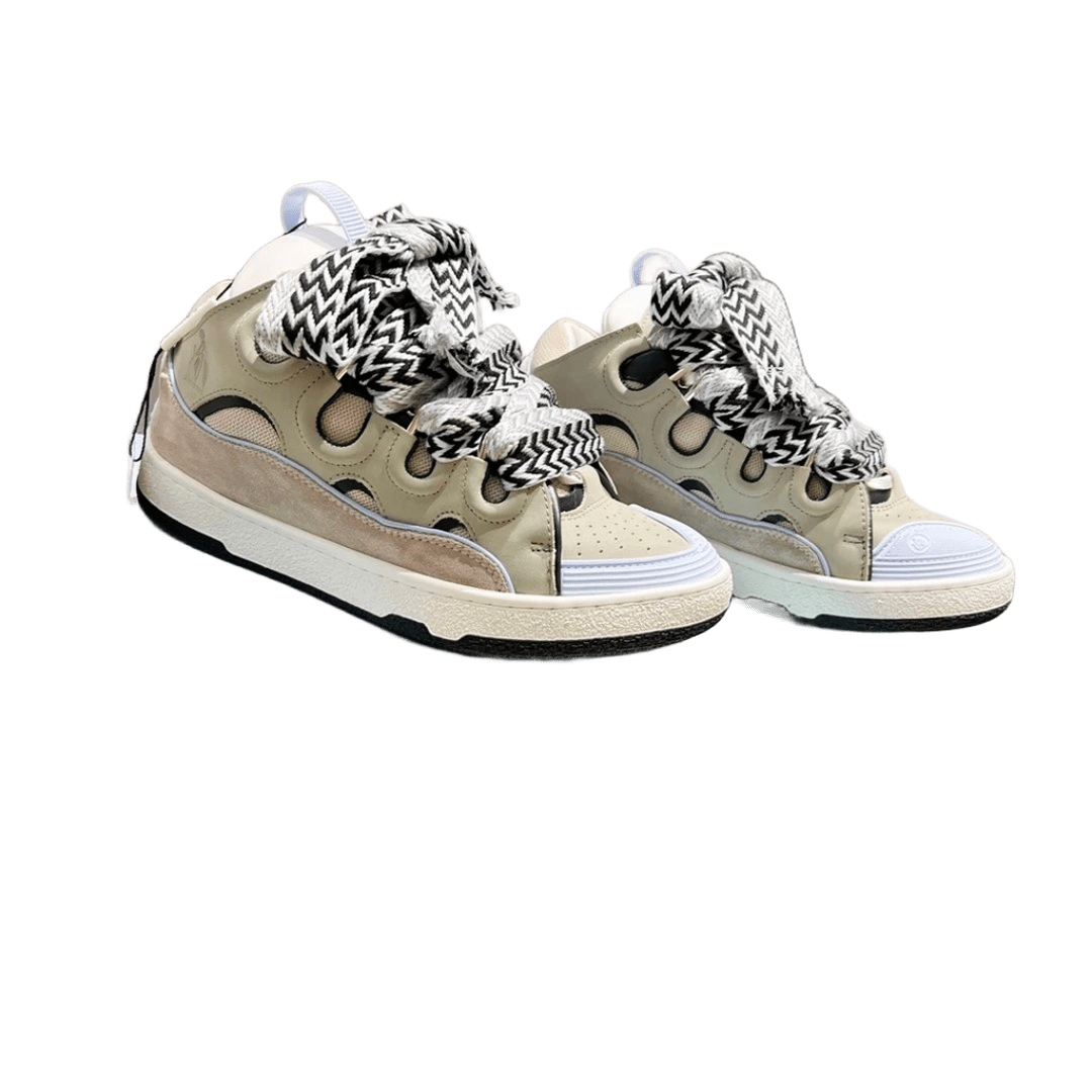 Lanvin Beige Khaki Mesh Suede Sneakers Unisex