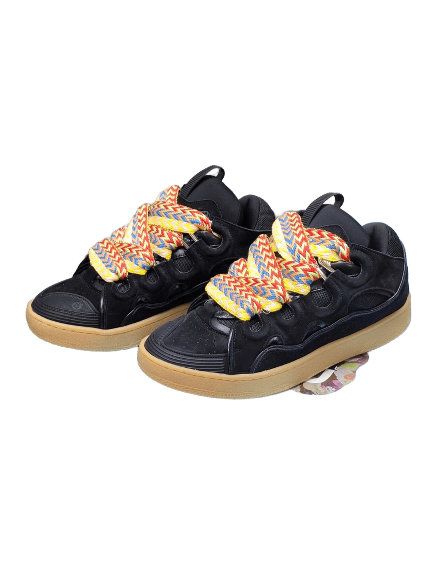 Lanvin Black Leather Mesh Sneakers Hook And Loop