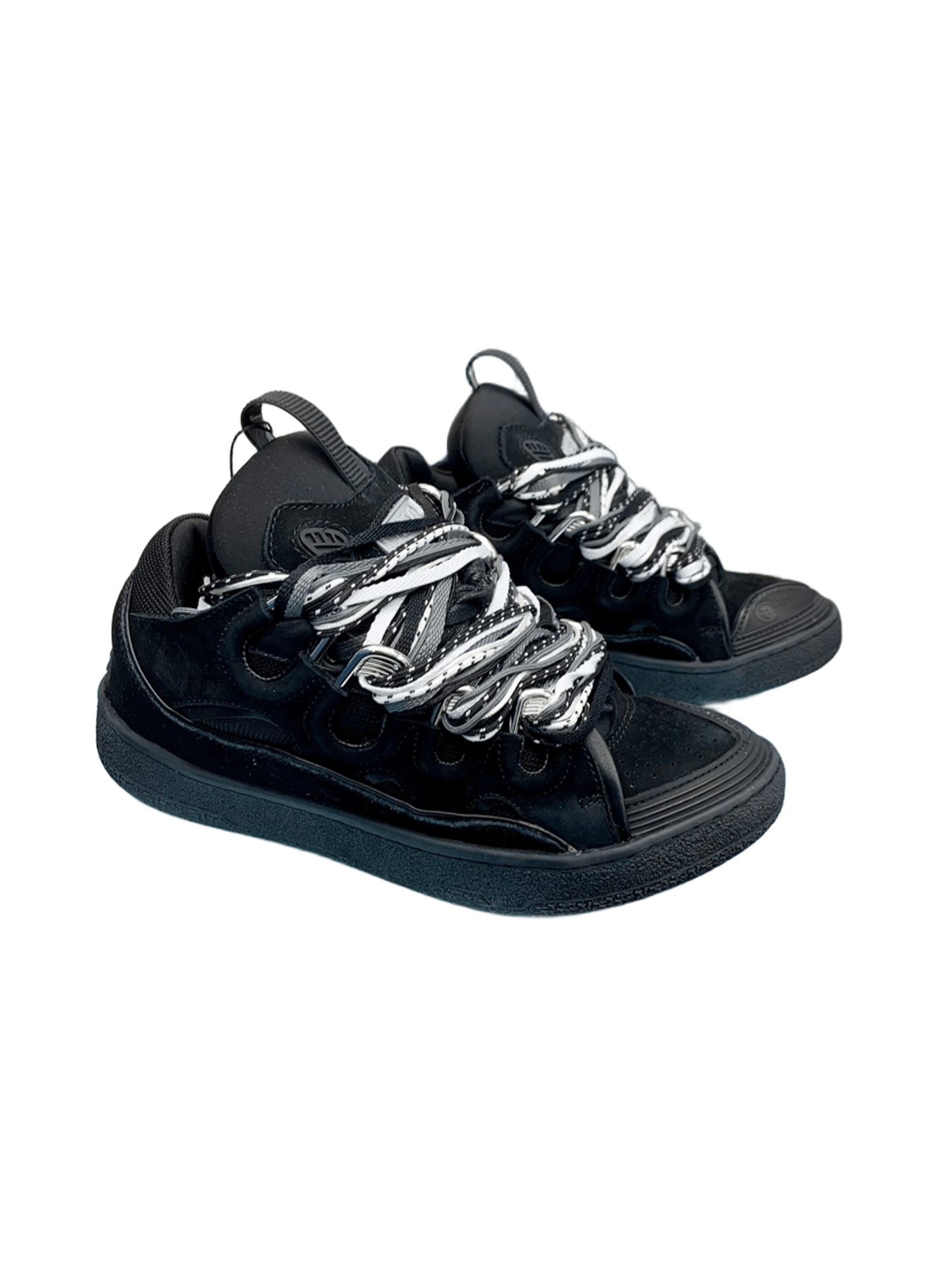 Lanvin Black Suede Mesh Low-Top Sneakers With Metal Buckle