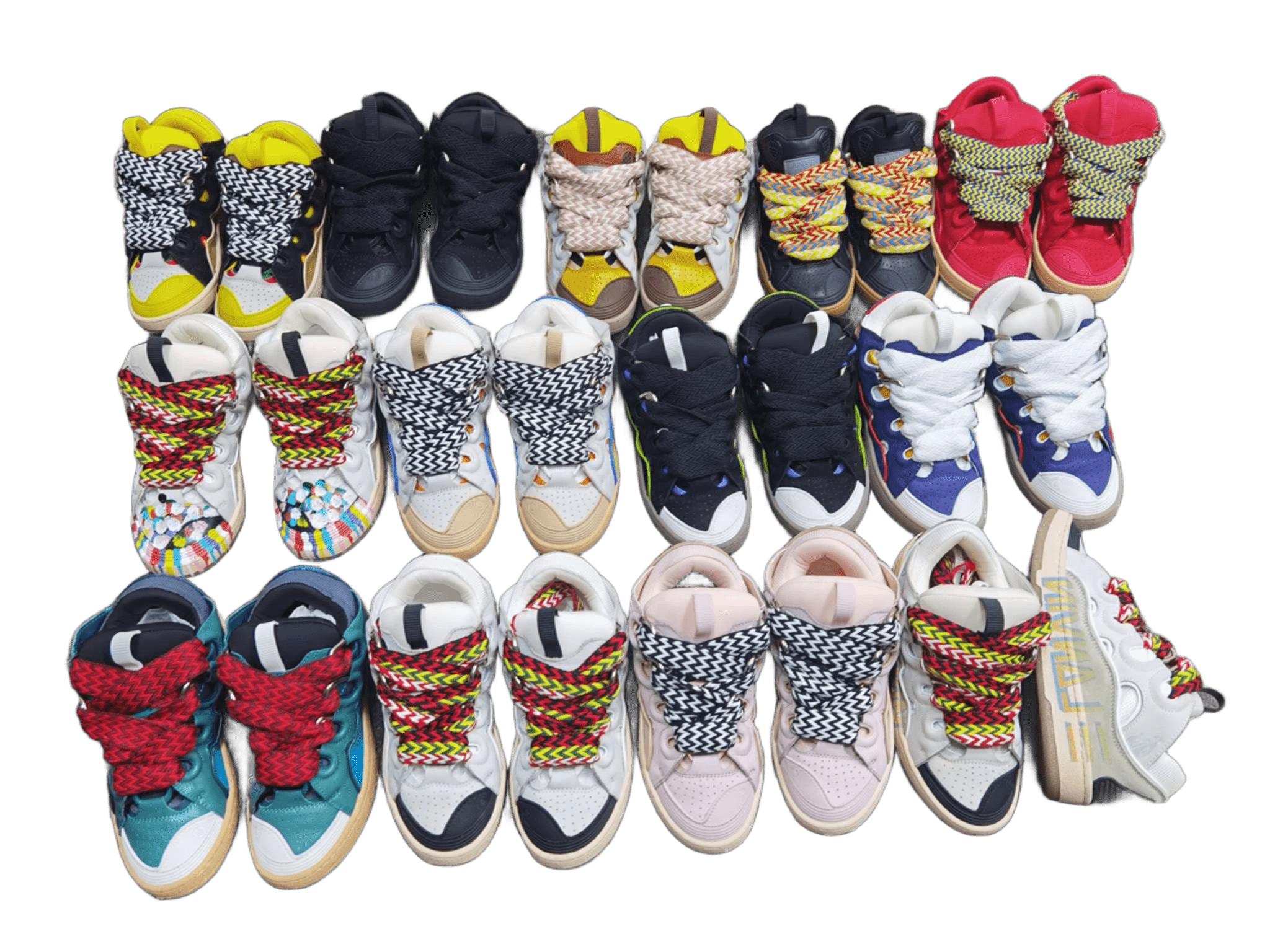 Lanvin High-Top Sneakers Colorful Woven Laces Unisex