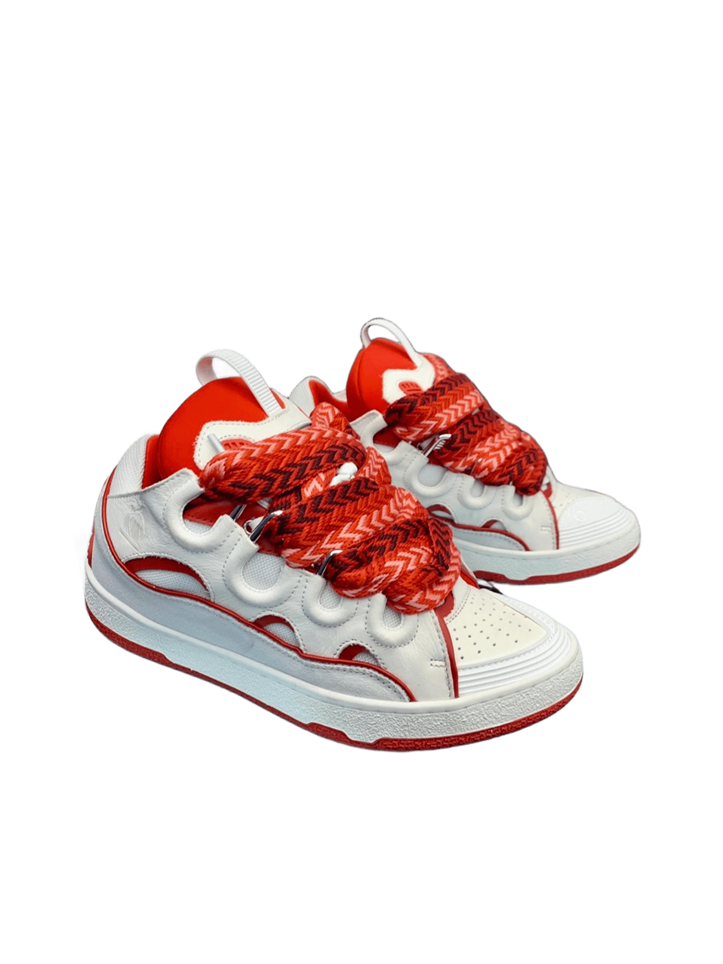 Lanvin Red White Leather Mesh Sneakers Platform