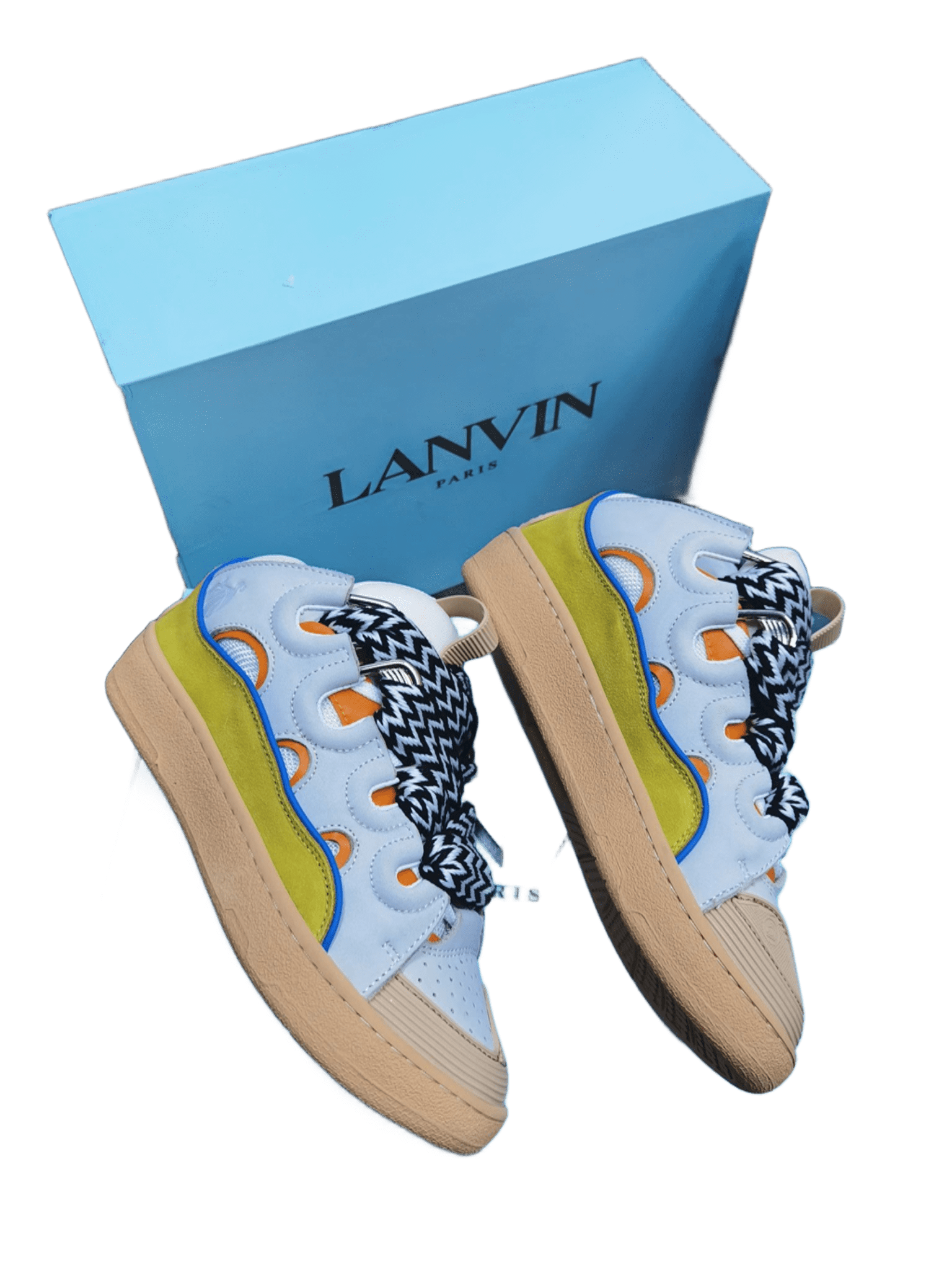 Lanvin Suede Leather Platform Sneakers Multicolor
