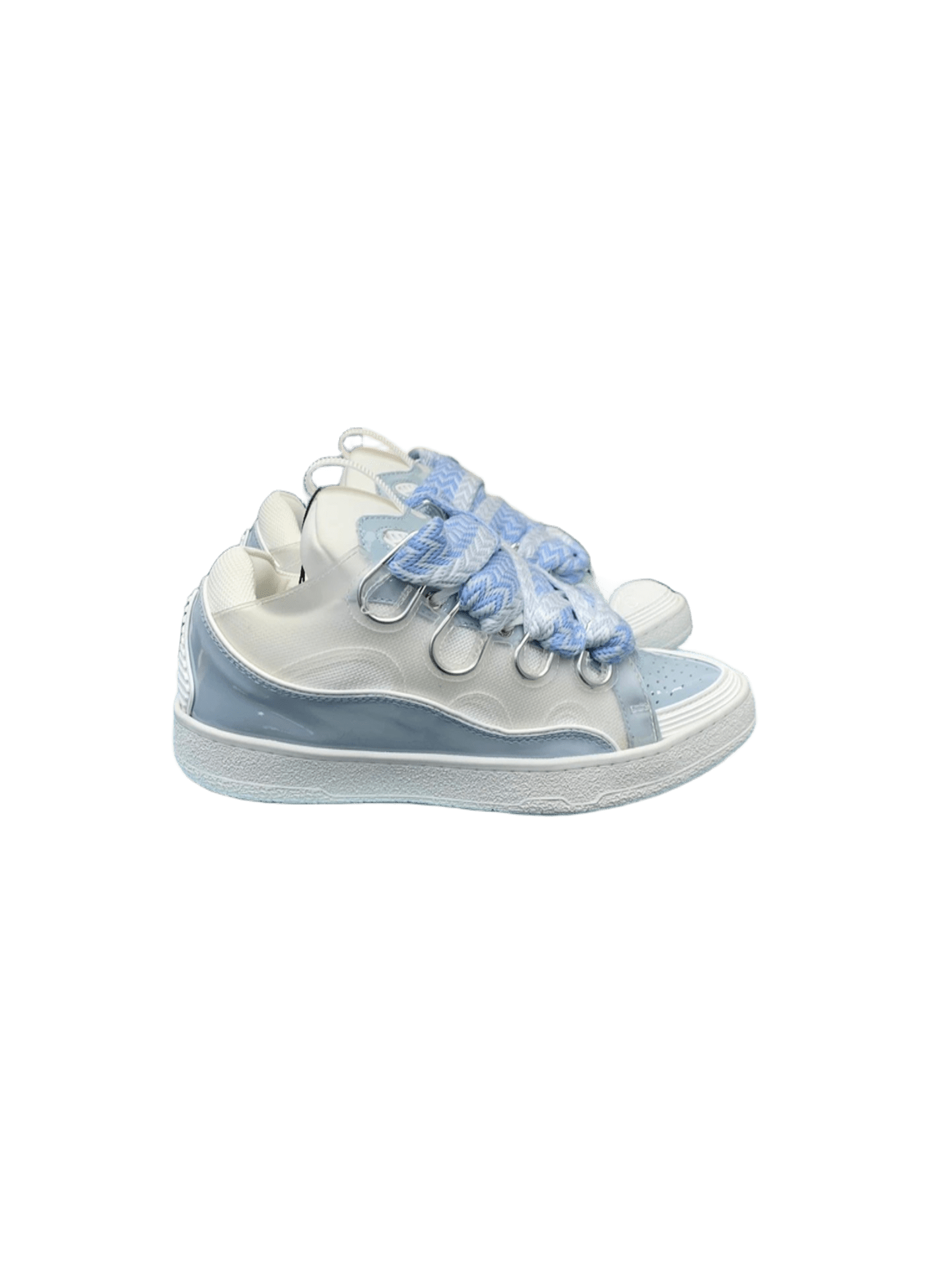Lanvin White Blue Mesh Breathable Casual Sneakers