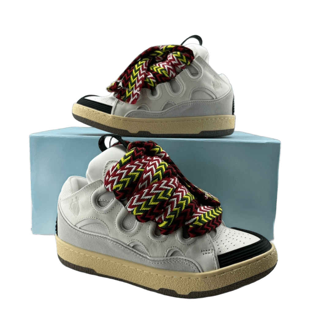 Lanvin White Grey Leather Mesh Casual Shoes