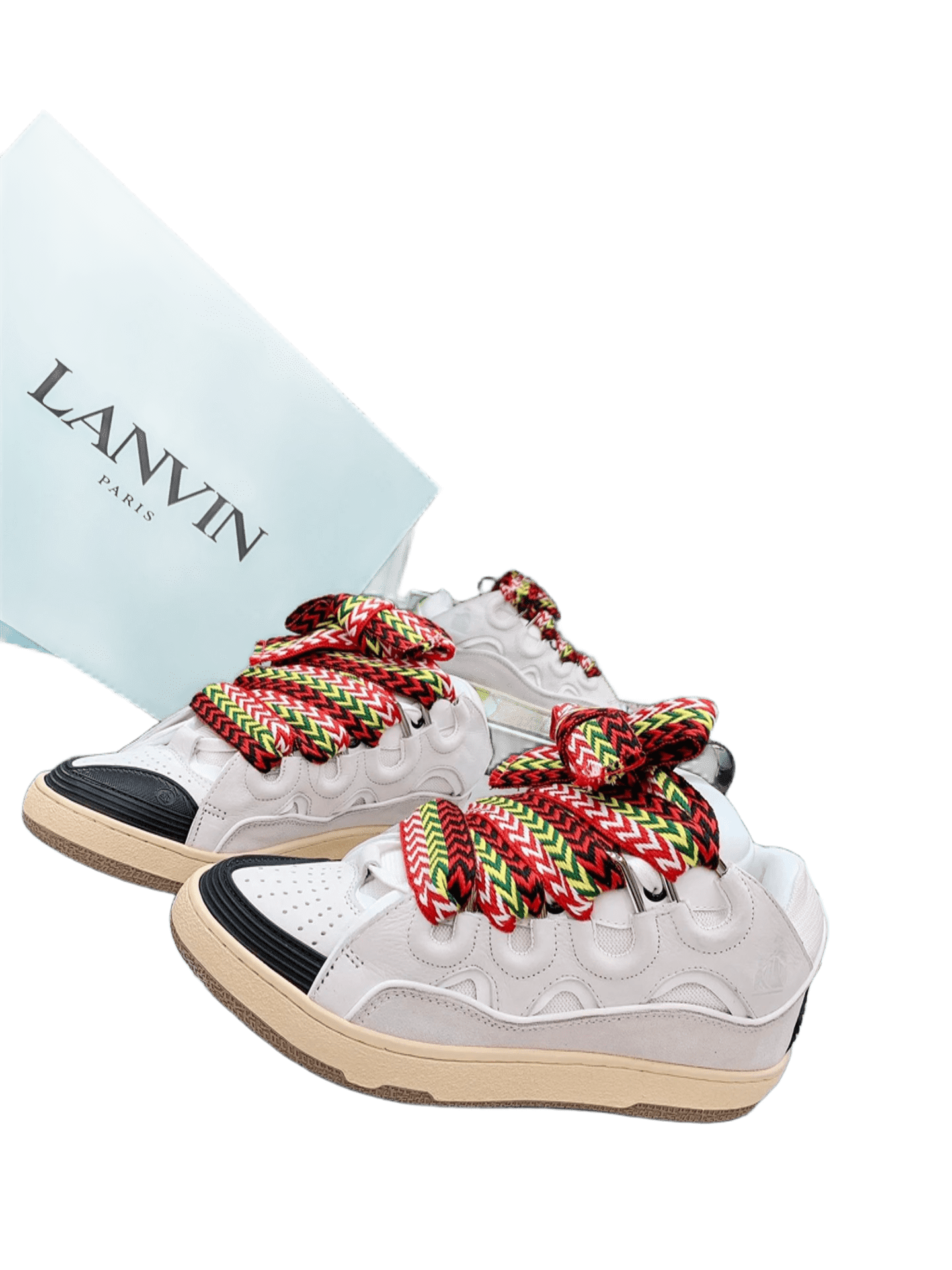 Lanvin White Leather Woven Wave Cut-Out Unisex Sneakers