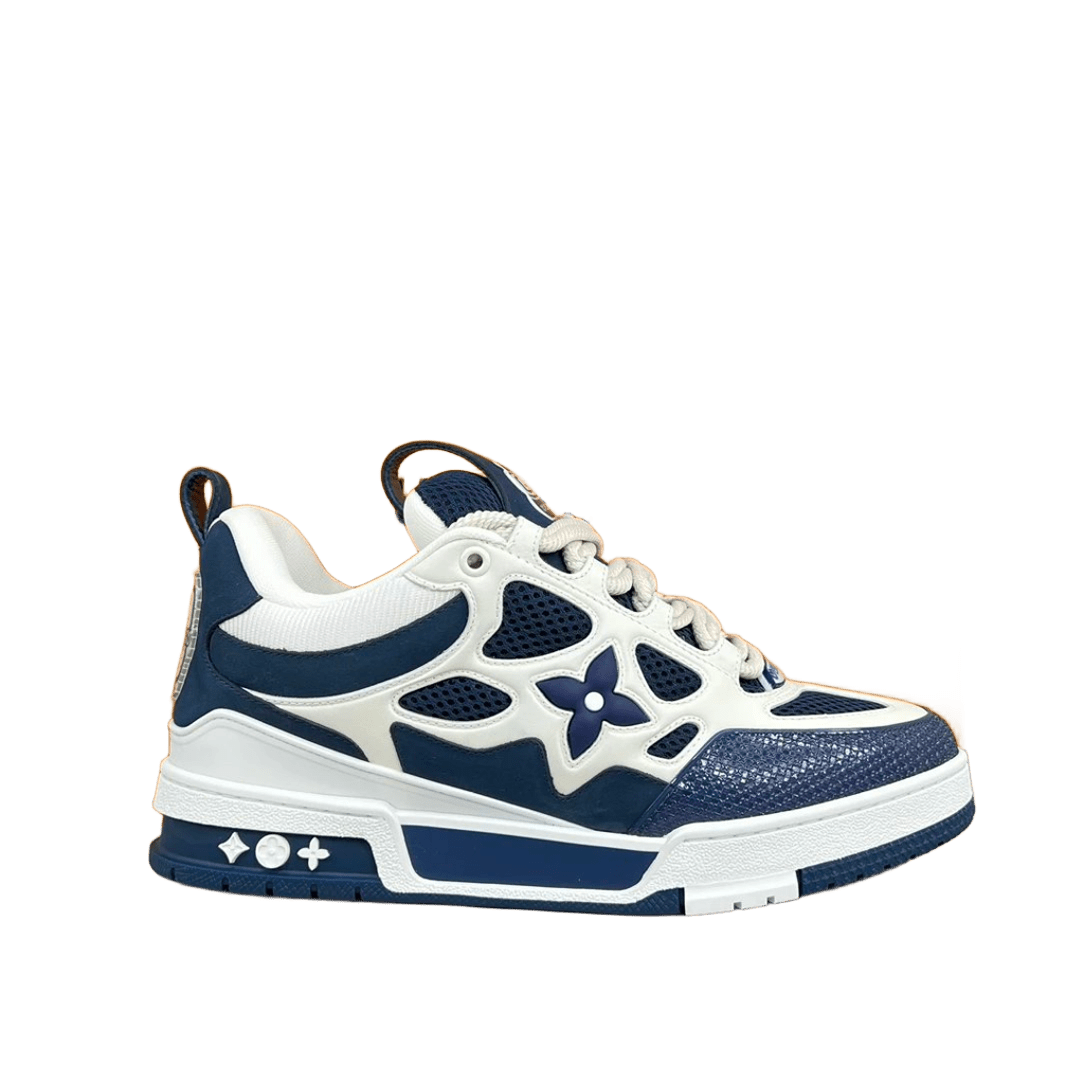 Louis Vuitton Blue White Sneakers With Four Leaf Flower