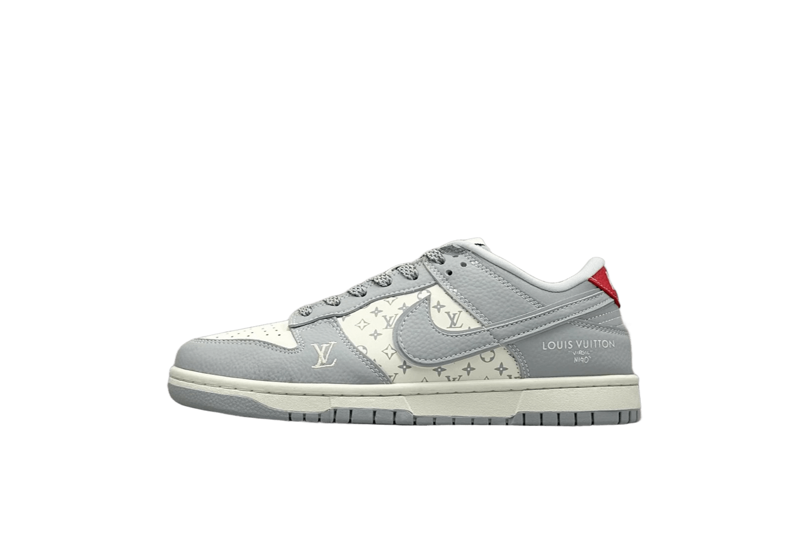 Louis Vuitton LV Trainer Sneakers In Gray White Red Monogram