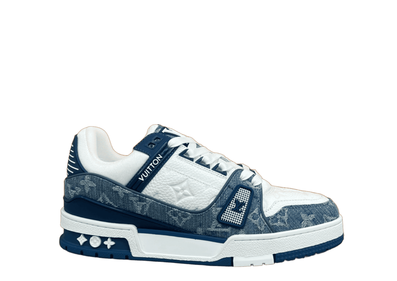 Louis Vuitton Trainer Denim Blue White Monogram Sneakers Unisex