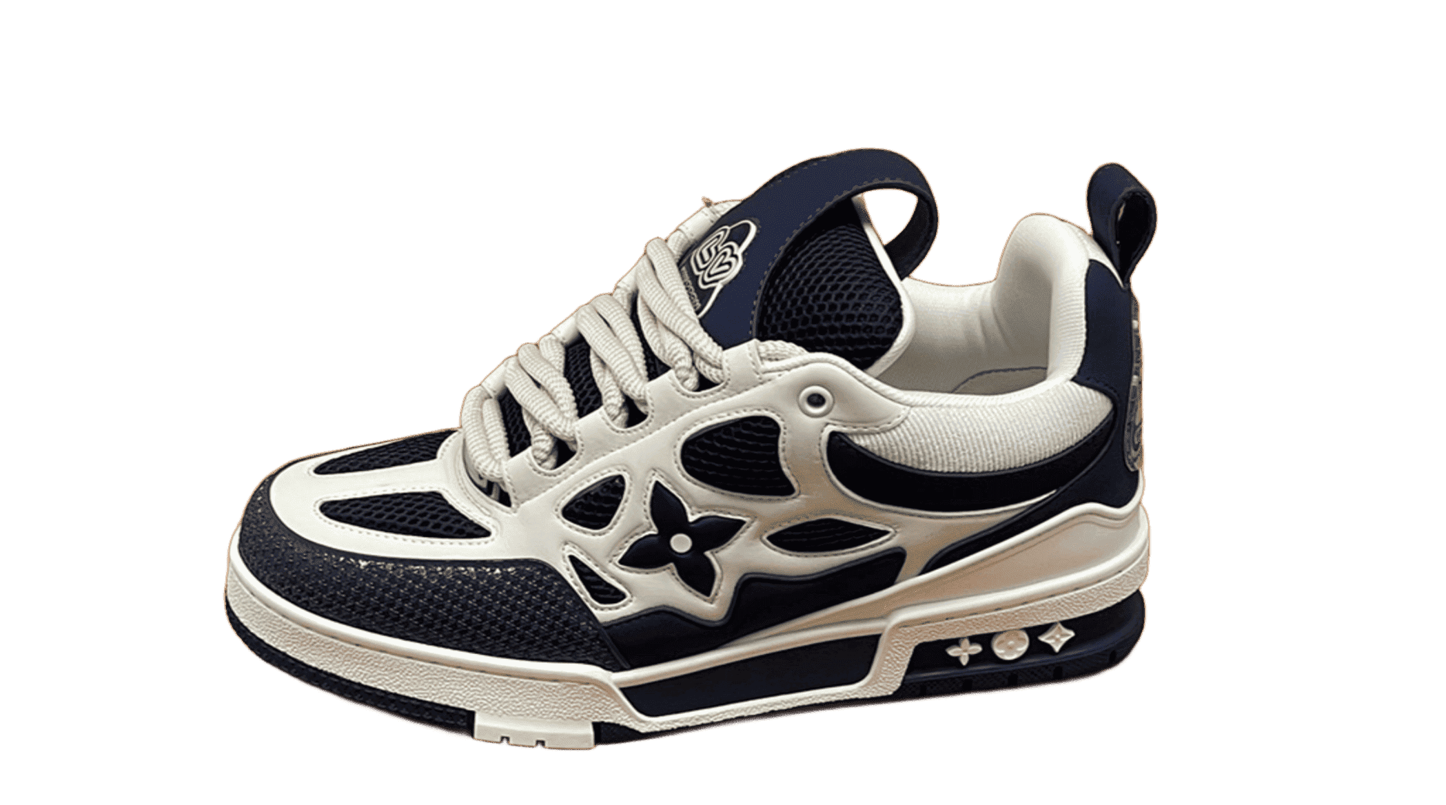 Louis Vuitton White Blue Trainer Sneakers Monogram Mesh Leather