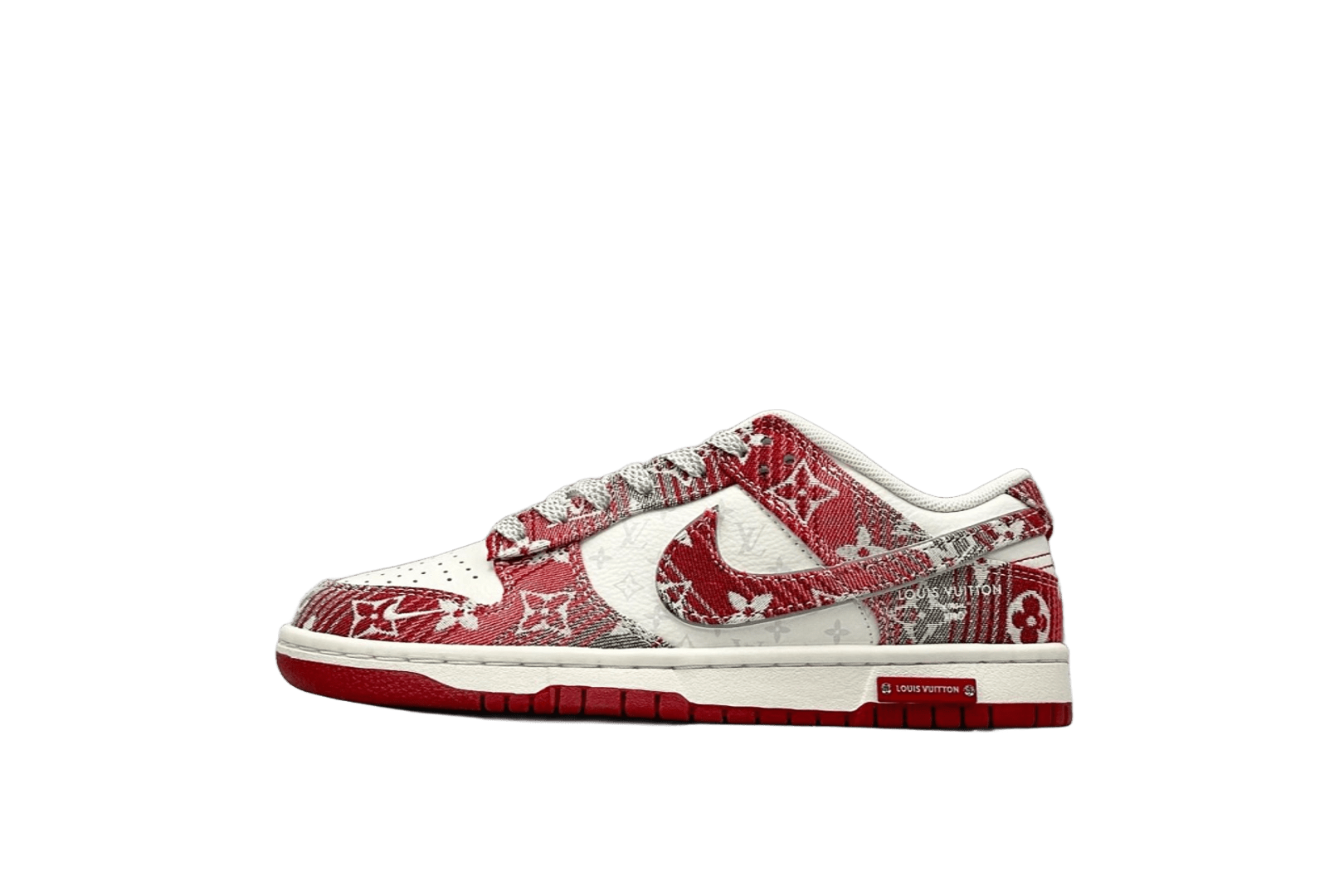 Louis Vuitton x Nike Dunk Low Red White Monogram Sneakers