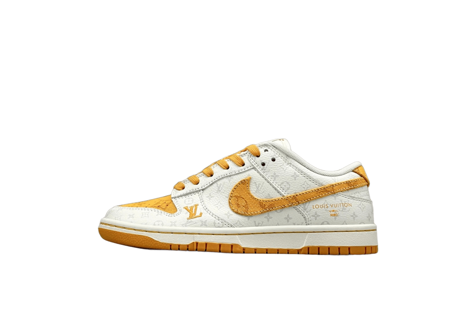 Louis Vuitton x Nike Dunk Low White Yellow Monogram Sneakers
