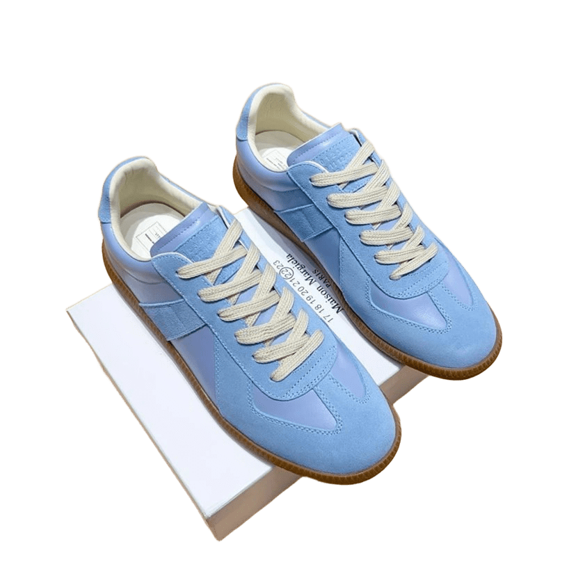 Maison Margiela Blue White Brown Leather Sneakers Comfort