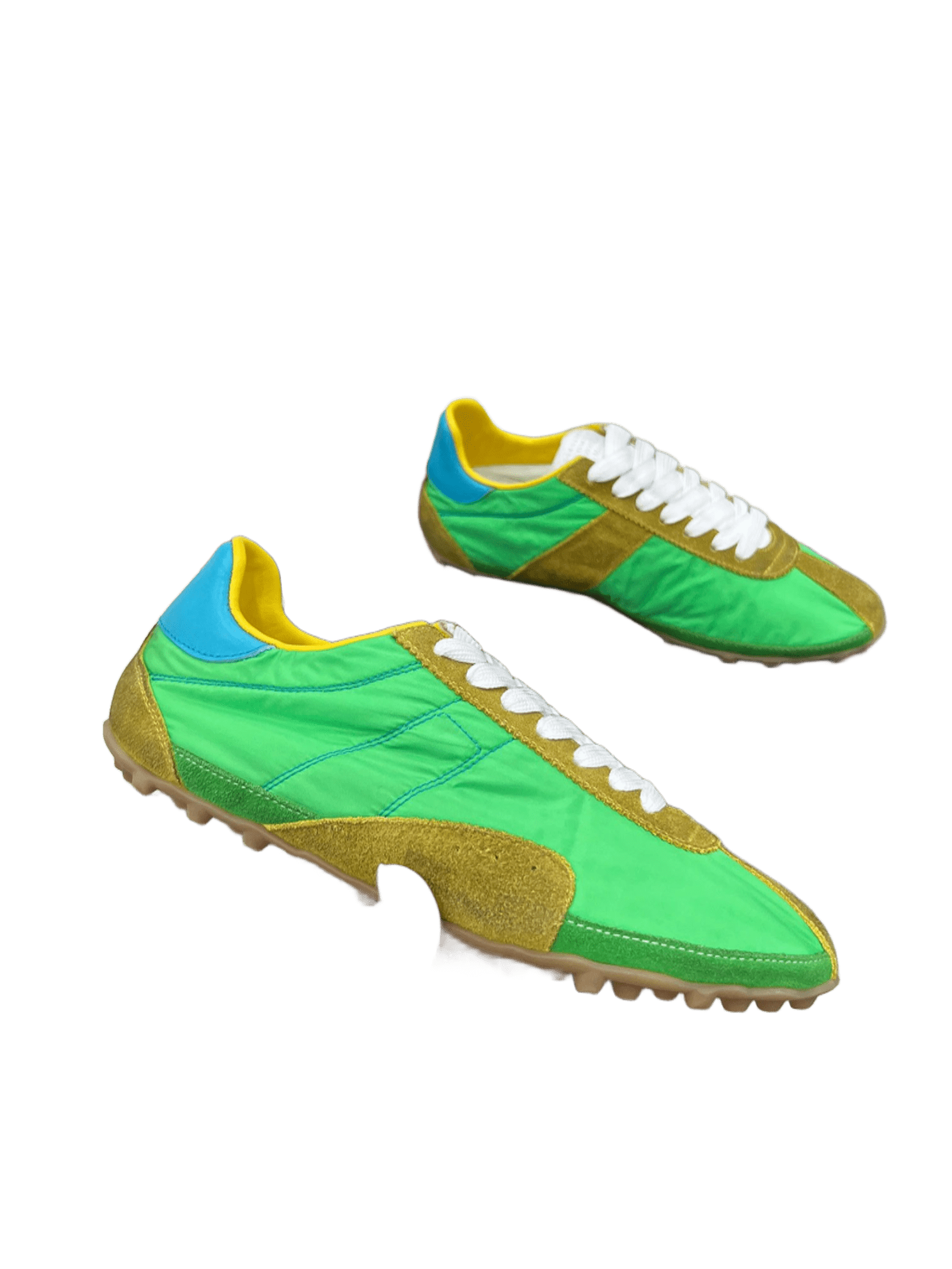 Maison Margiela Green Gold Blue Yellow Nylon Suede Sneakers