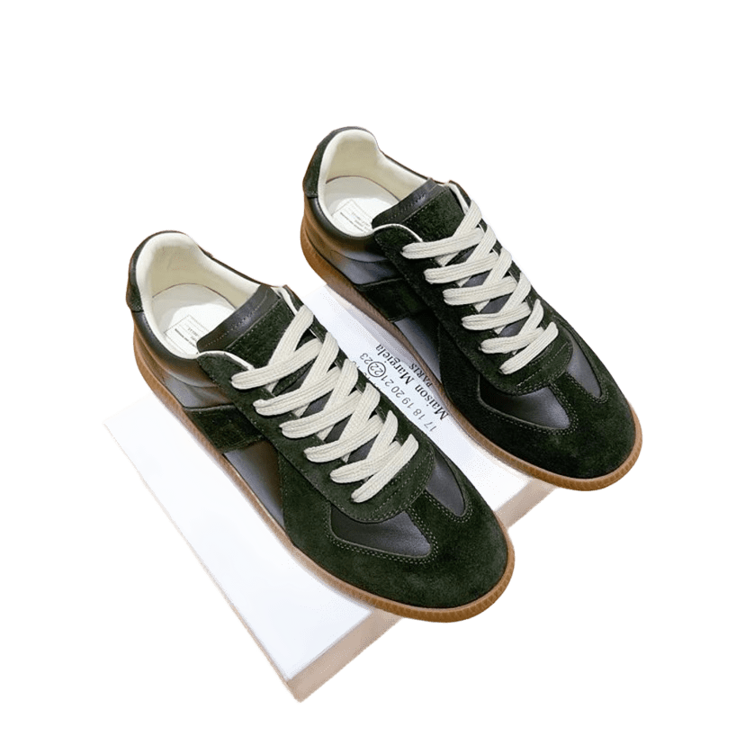 Maison Margiela Green Suede Leather Sneakers