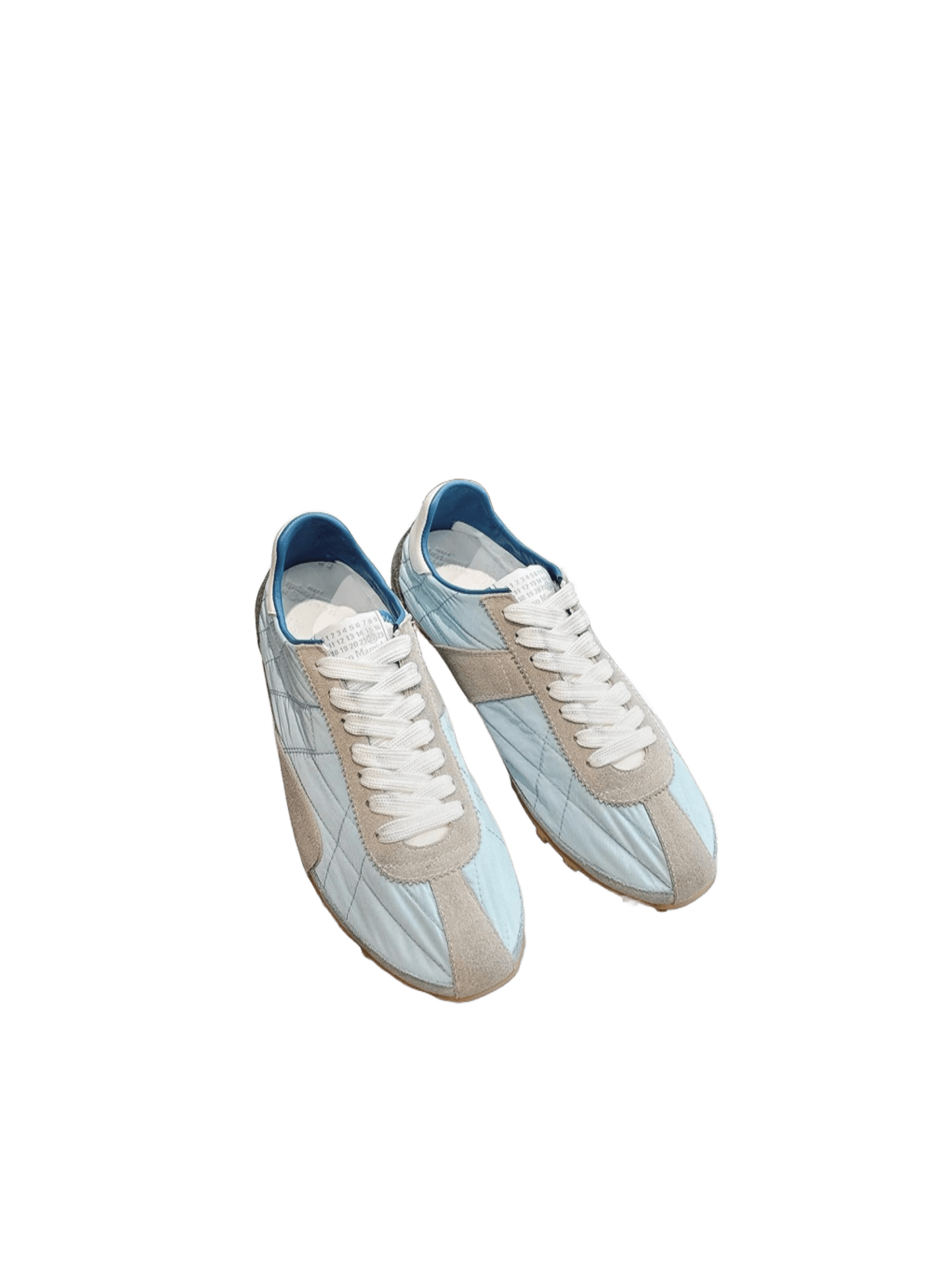 Maison Margiela Grey Blue Gingham Paneled Casual Shoes