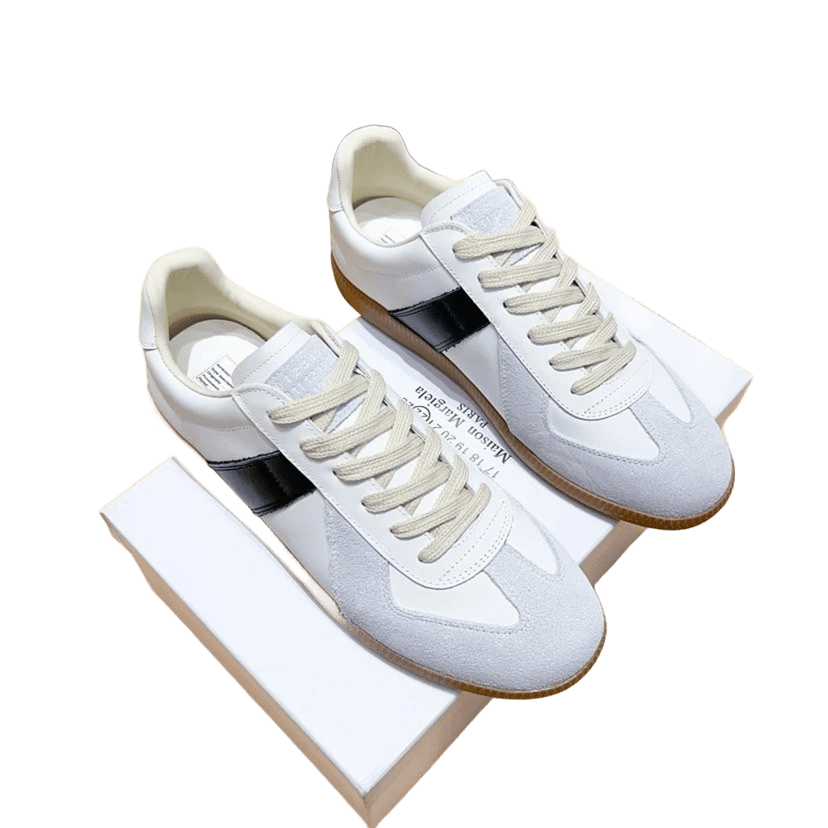 Maison Margiela Grey White Patchwork Suede Sneakers