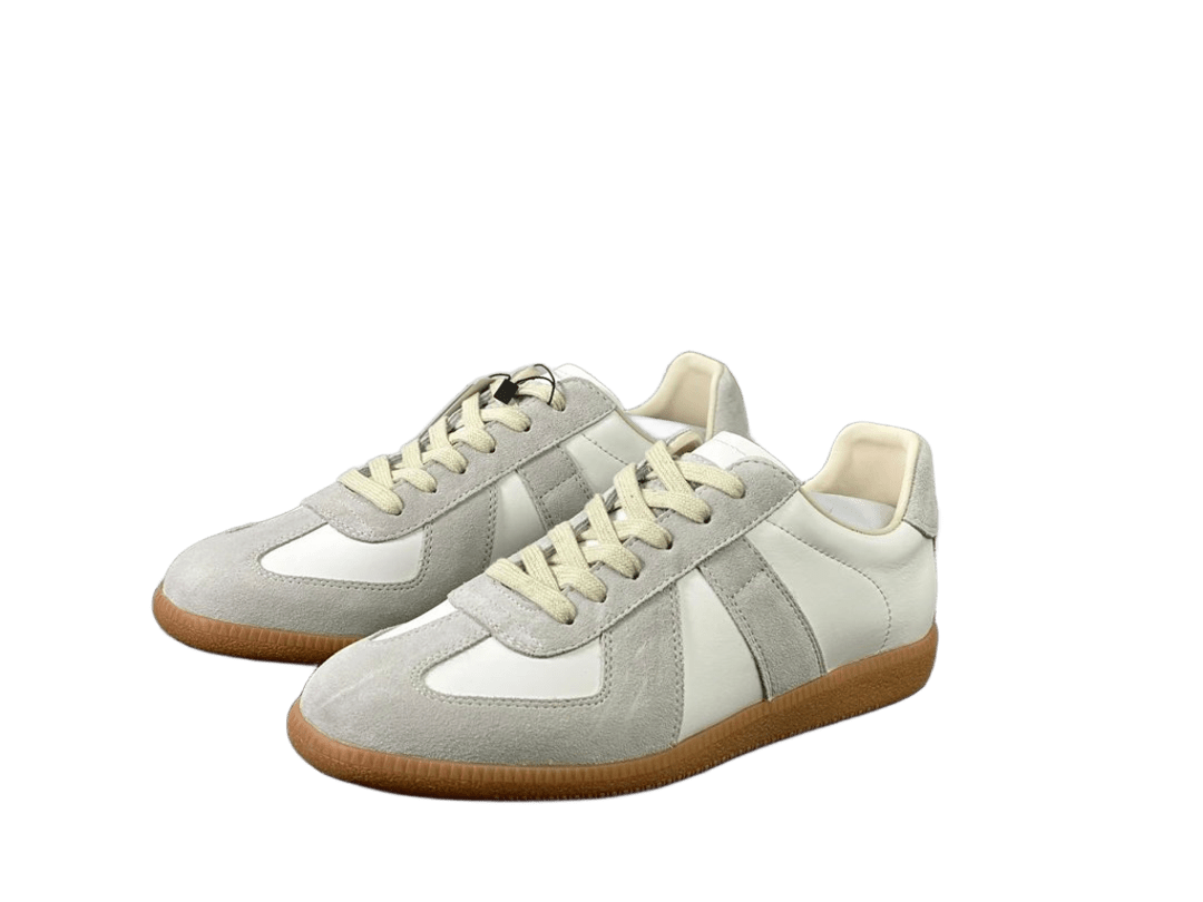 Maison Margiela Off-White Grey Leather Sneakers Retro