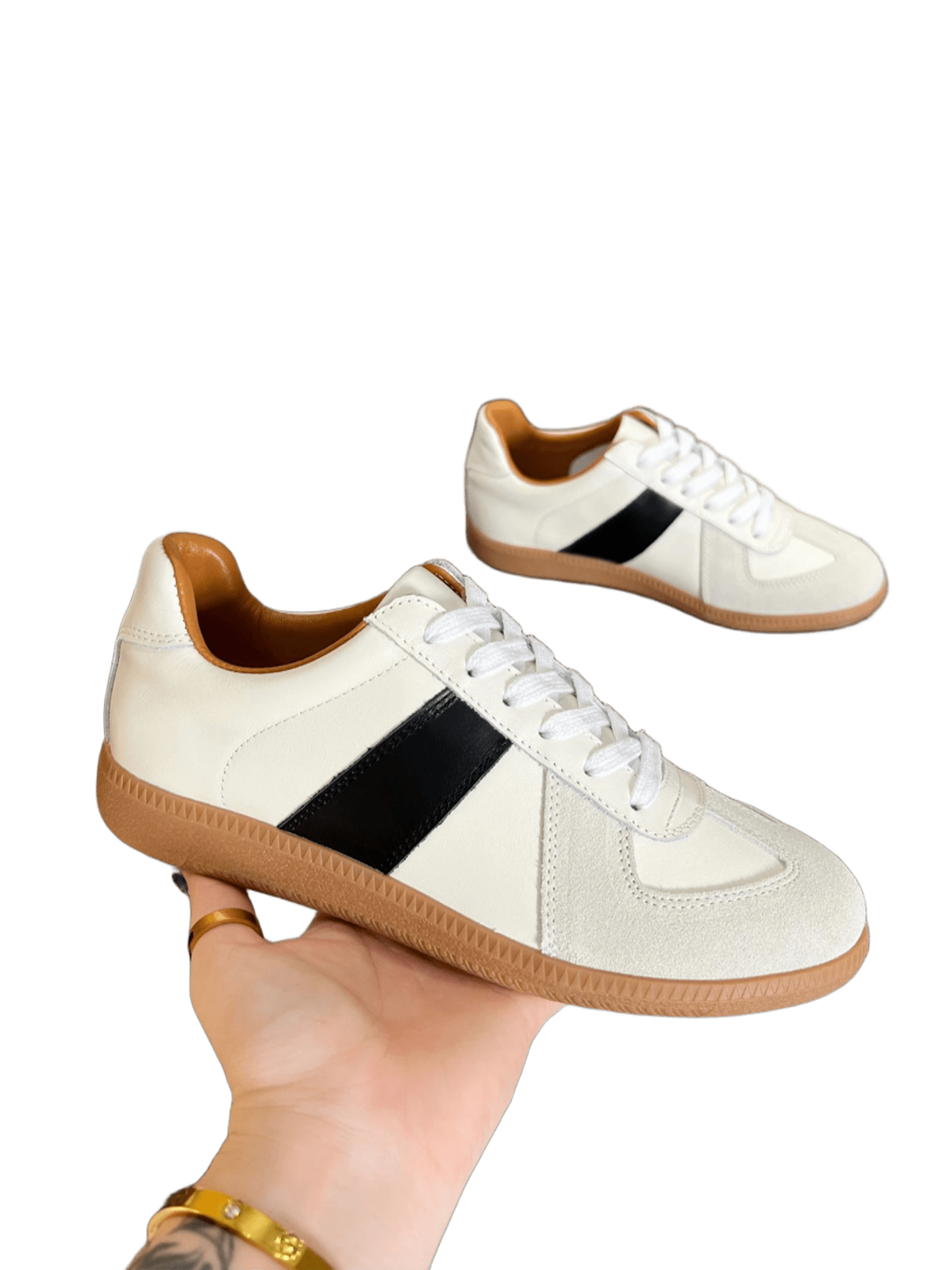 Maison Margiela Off-White Leather Retro Sneakers Unisex