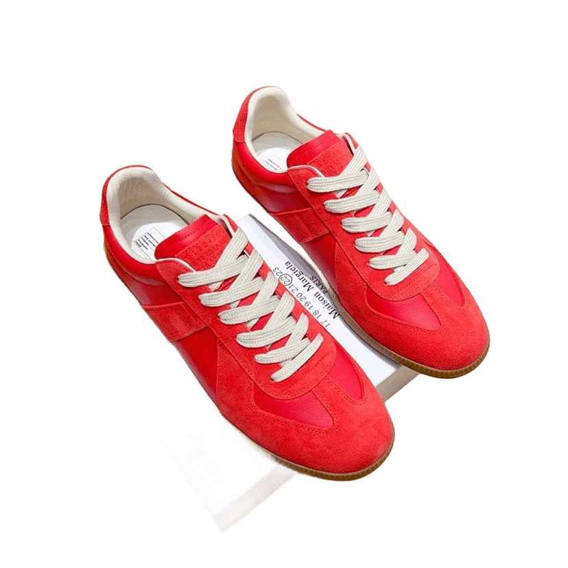Maison Margiela Red White Brown Leather Suede Sneakers