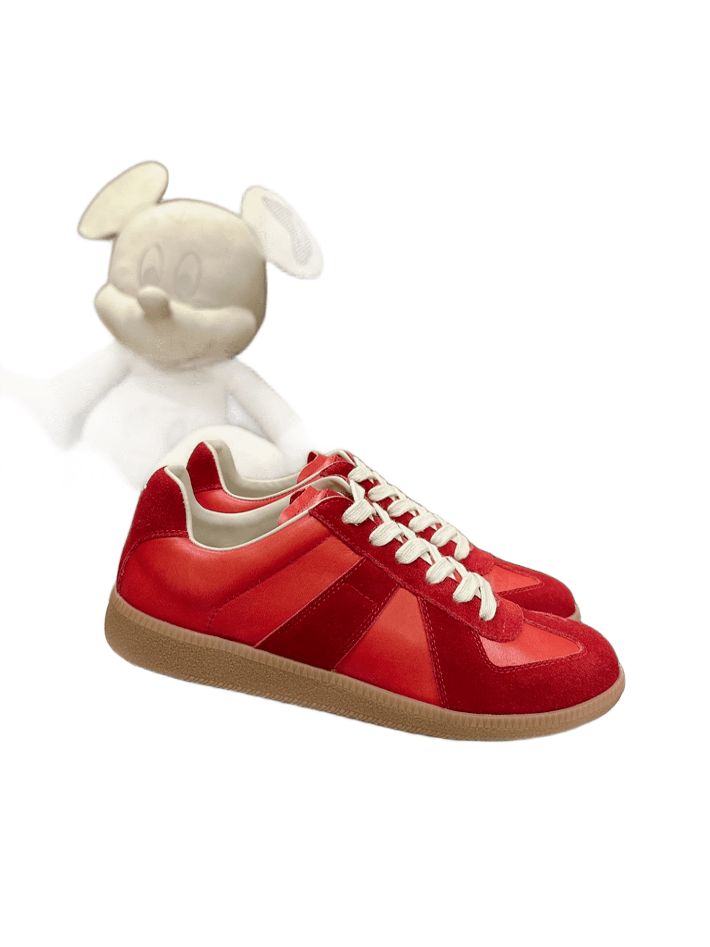 Maison Margiela Red White Leather Suede Sneakers Unisex