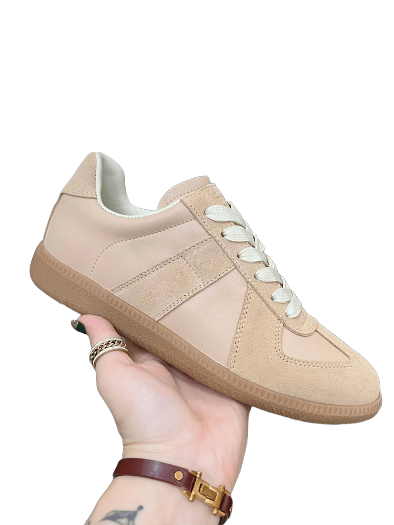 Maison Margiela Taupe Leather Suede Sneakers