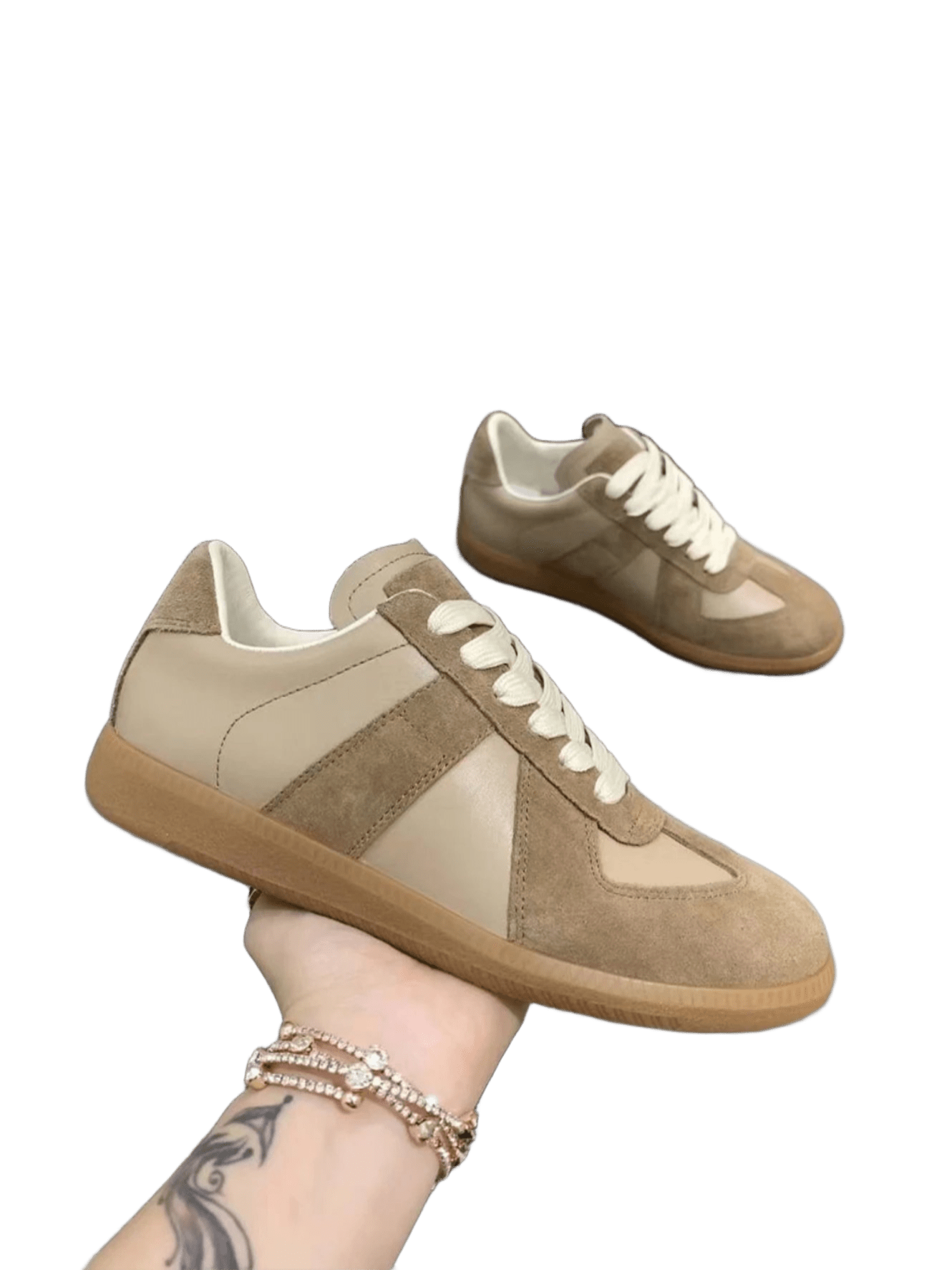 Maison Margiela Taupe Suede Leather Paneled Unisex Sneakers