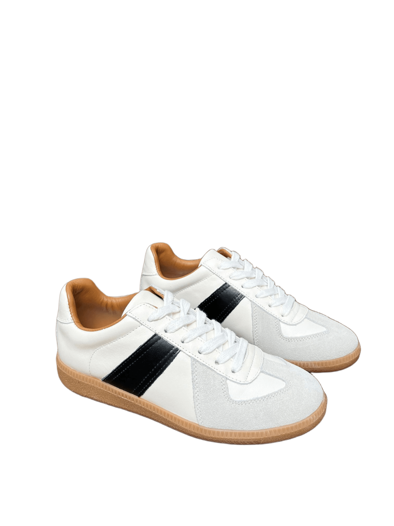 Maison Margiela White Black Striped Leather Sneakers Unisex