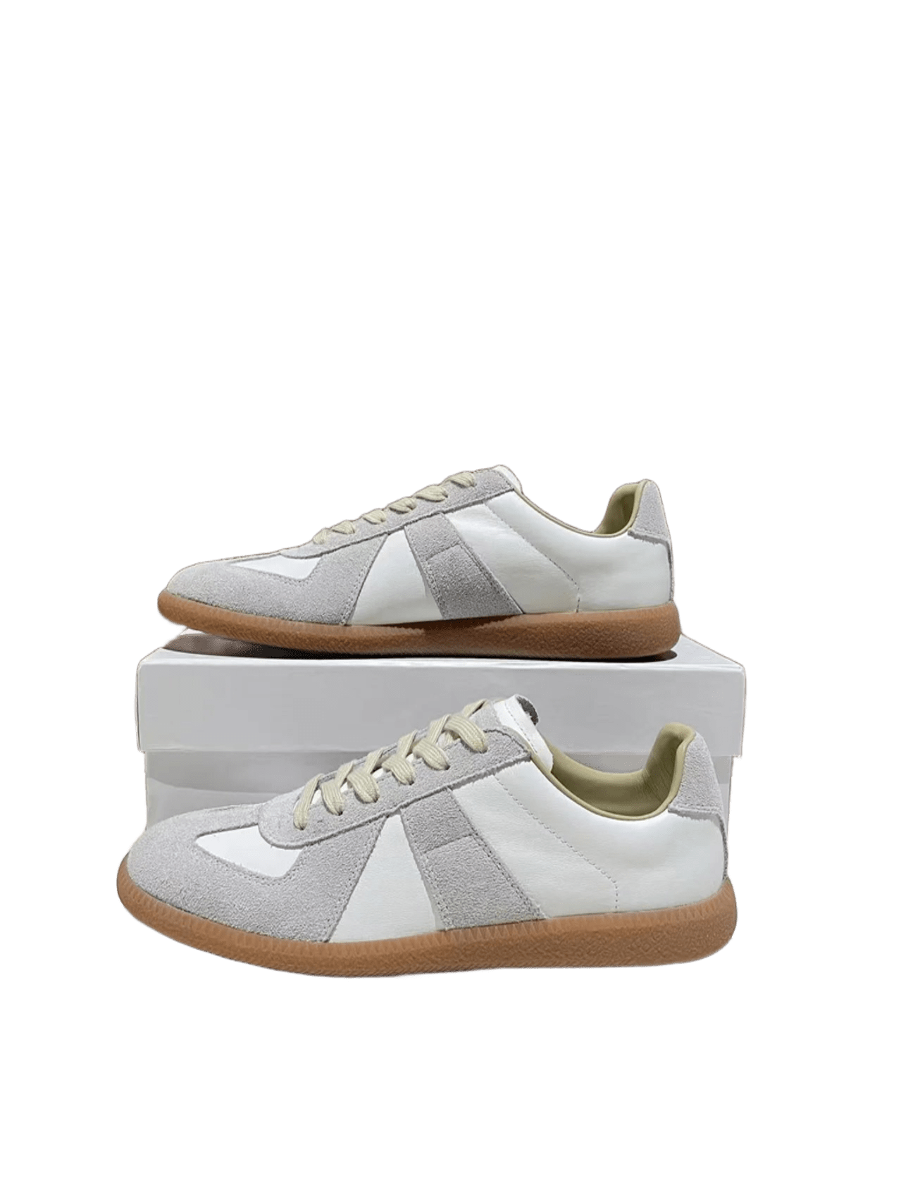 Maison Margiela White Grey Leather Suede Retro Sneakers
