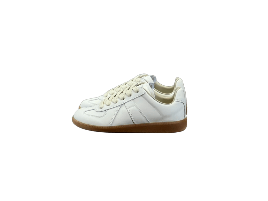 Maison Margiela White Leather Lace-Up Shoes Brown Sole