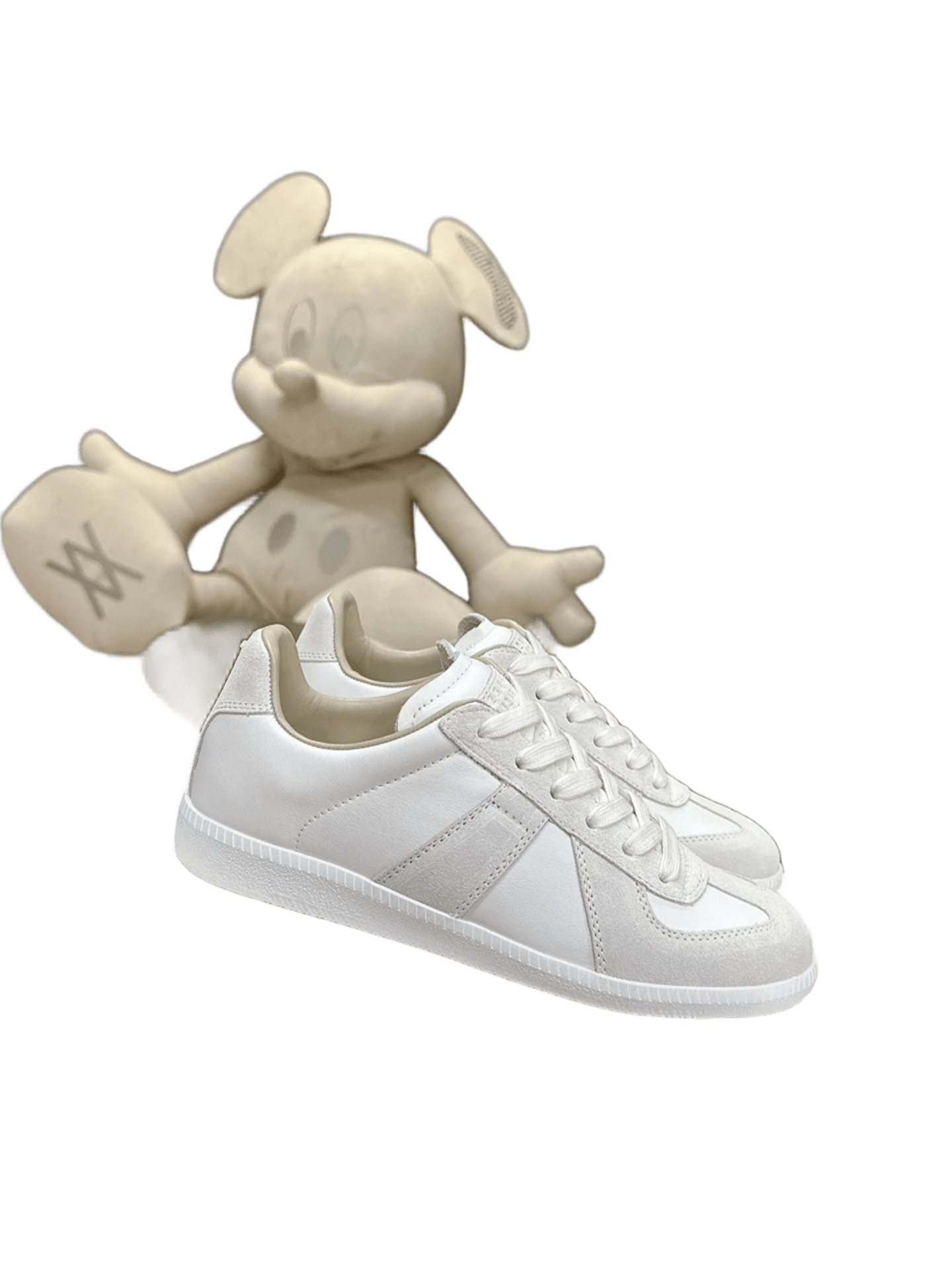 Maison Margiela White Leather Suede Low Top Sneakers