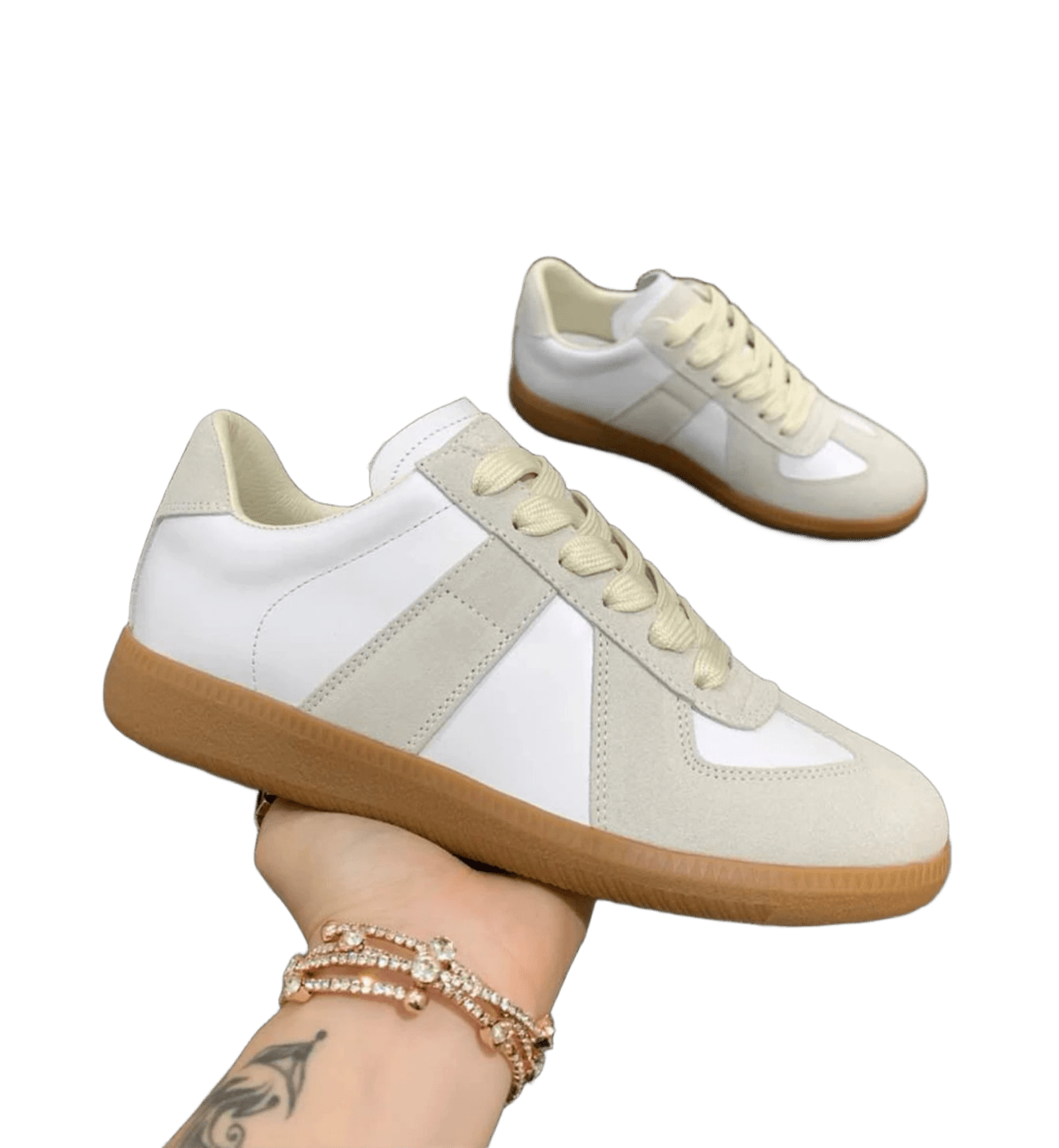 Maison Margiela White Leather Suede Sneakers