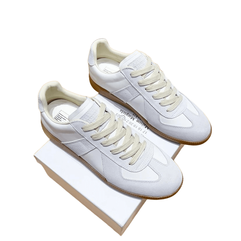 Maison Margiela White Leather Suede Sneakers