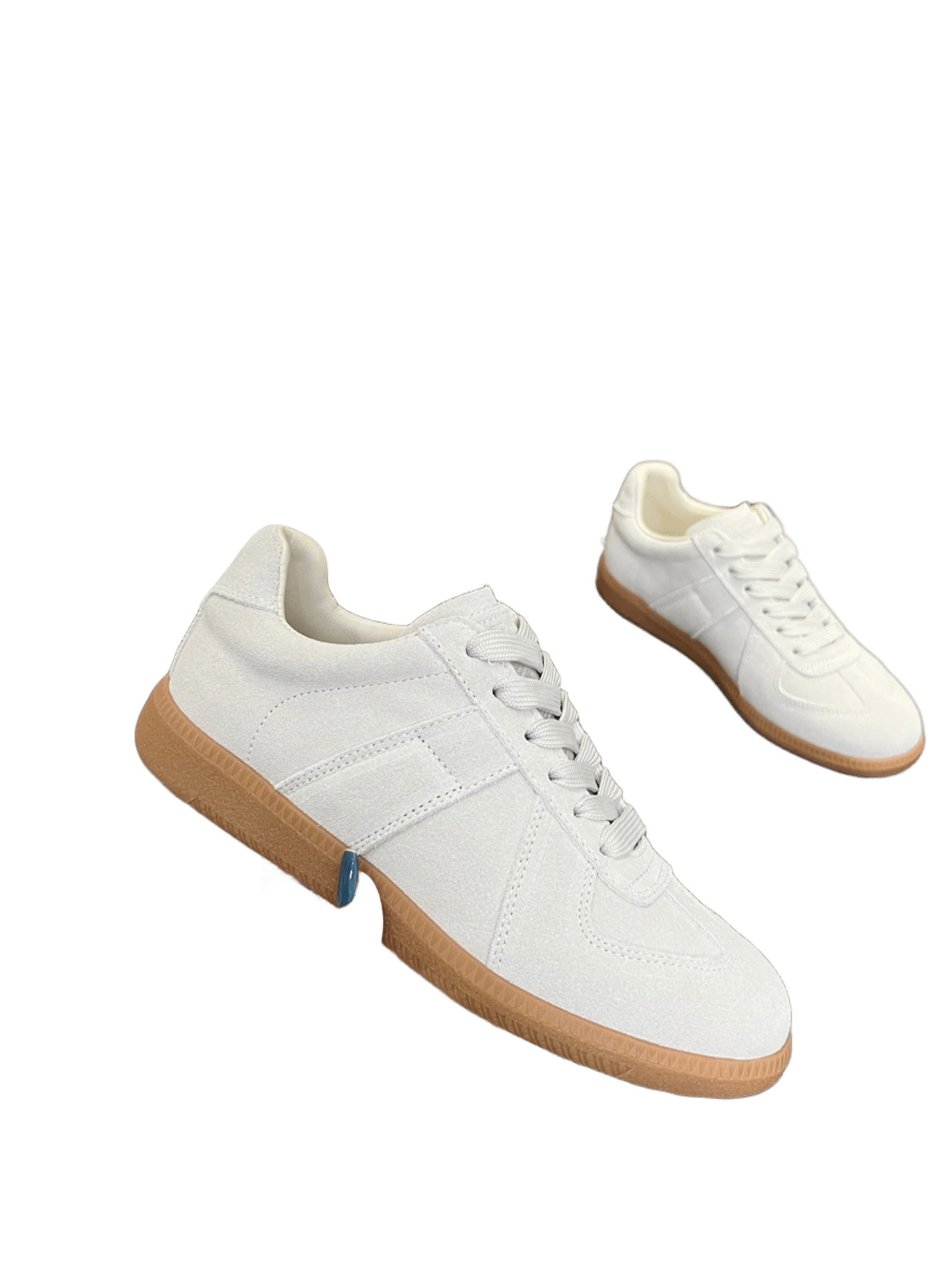 Maison Margiela White Suede Sneakers Brown Sole