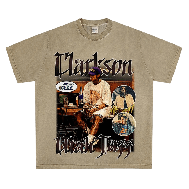 Markson Utah Jazz Retro Gray Cotton Tee - Unisex Streetwear
