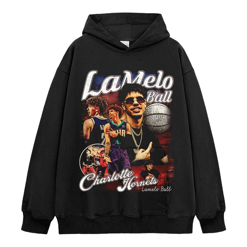 Melo's Collage Print Hooded Cotton Sweatshirt - Unisex Streetwear