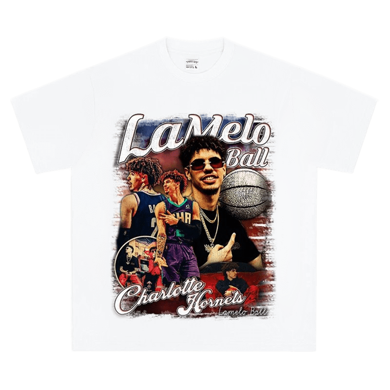 Men's Basketball Graphic Tee - LaMelo Ball Charlotte Hornets Cotton Streetwear