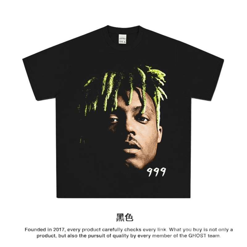 Men's Black 999 Print Tee - Cotton Streetwear