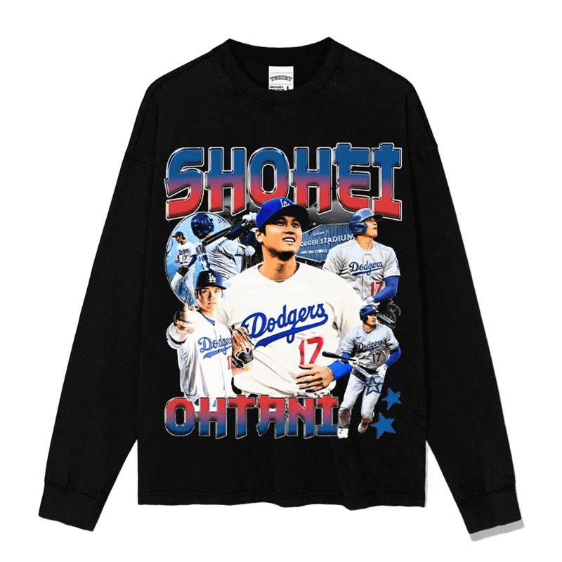 Men's Black Cotton Tee: SHOHEI OHTANI Dodgers Street Style