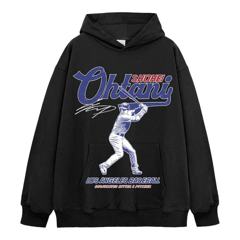 Men's Cotton Black Hoodie Ohtani Print, Street Style